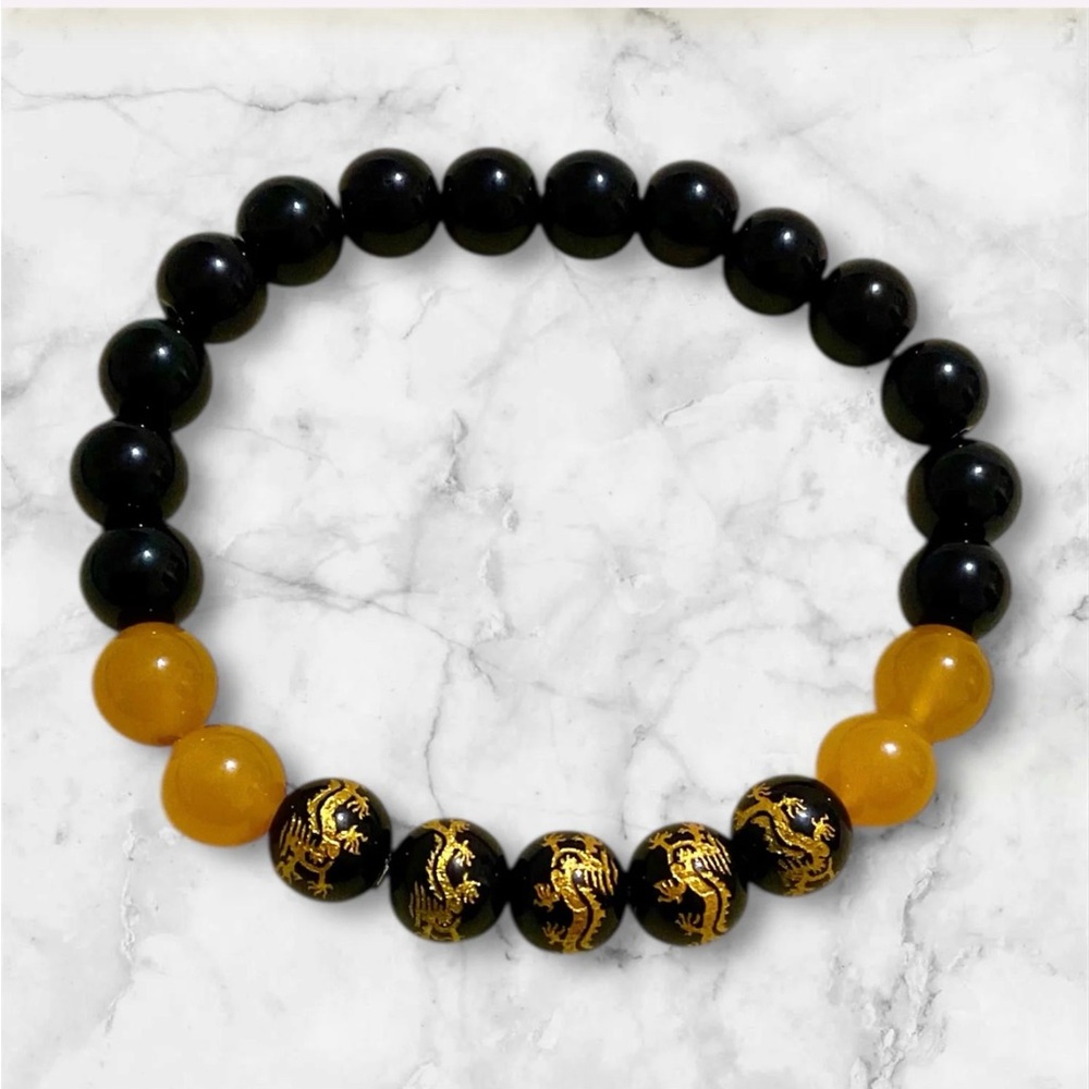 Black and Gold Beaded Bracelet